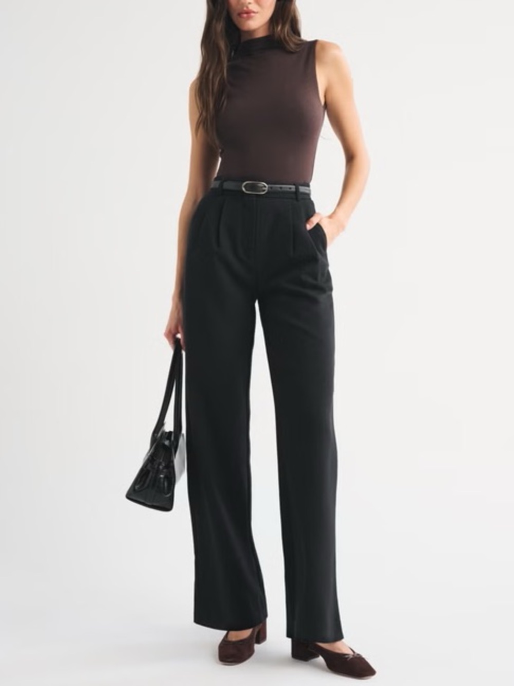 Abercrombie & fitch Sloane tailored wide leg dress pants black 10 30